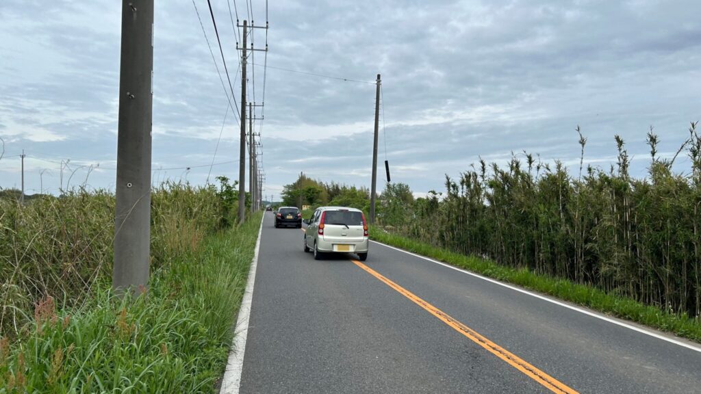 交通量が多く歩道のない道路