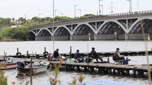 手賀沼の釣り人