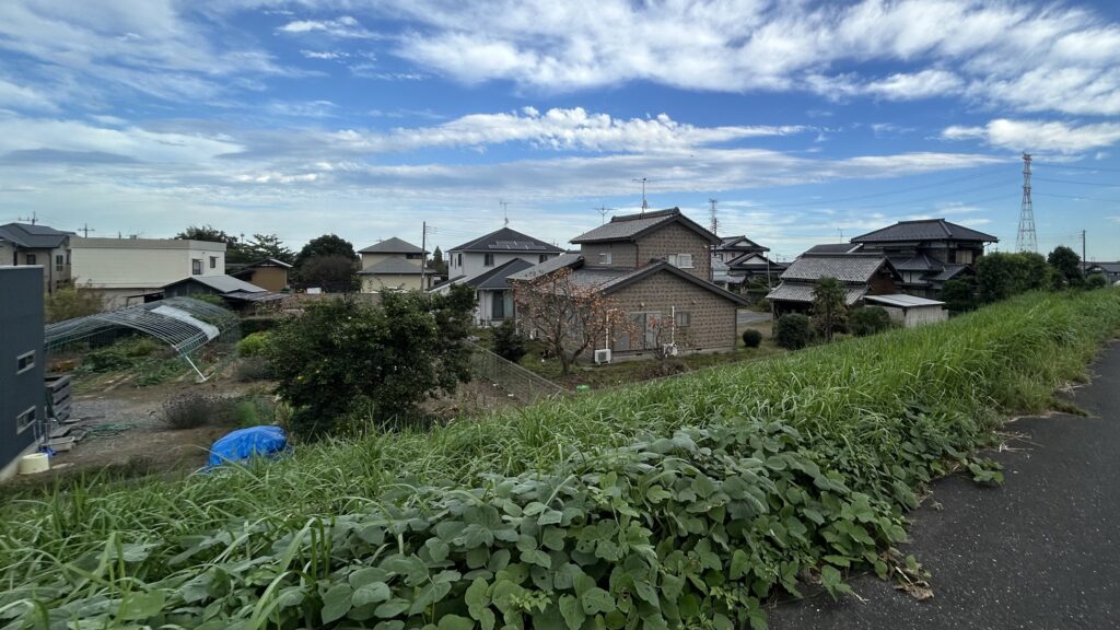 小目沼橋の東岸-下小目地区